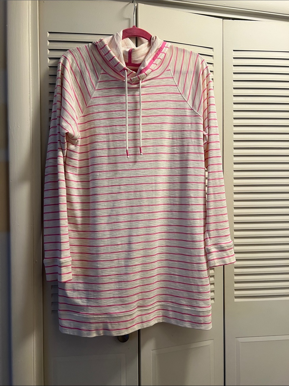 Southern Tide Striped Pink & White Hooded Tunic